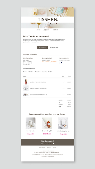 Email Receipt - Beauty Products