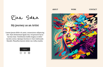 Artist portfolio website graphic design ui