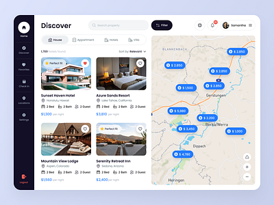 Booking Hotel - Dekstop Version app design designer find hotel hotel house mobile real estate salung travel trip ui ui design ui ux villa web design website