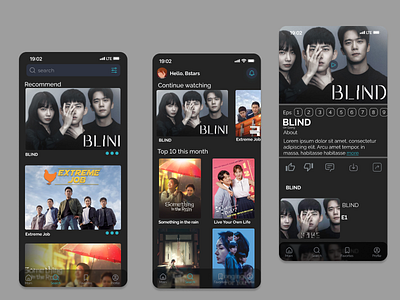 Streaming Home Page android app apple application blind branding design drama korean logo something in the rain streaming ui