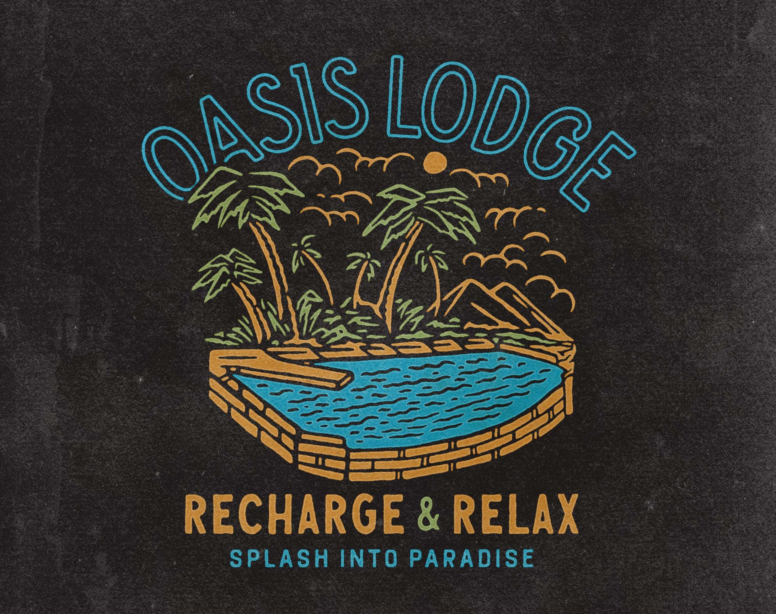 Oasis Lodge angonmangsa badge badge design badges branding design graphic design graphicdesign hand drawn illustration lodge logo merchandise outdoor palm relax surf surfing tshirt vintage