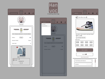 Hanvoc : A Clothing Store App Home_Search_Product air jordan app branding clothes graphic design hm hoodie logo nike shoes shopping ui