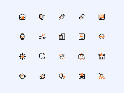 Health Icon Set app icons design flat icons graphic design health icon icon pack icon set icondesign iconin iconography icons iconset illustration line icons vector