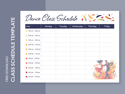Dance Class Schedule Free Google Docs Template class classroom design docs document free template free template google docs google google docs ms print printing schedule school template templates timetable word