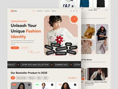 Zentrix - Ecommerce Landing Page appwebsite clothes e commerce ecommerce ecommerce business fashion fashion marketplace fashion store fashion website marketplace online shopping online store product sales shopping website store style ui ux web design