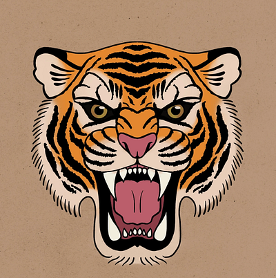 Tiger Head Drawing design drawing illustration ipad procreate tattoo vector