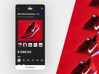 E-commerce page #12 add branding dailyui design dollars e commerce fig figma illustration logo mobile nike picture select size snkrs tenis ui