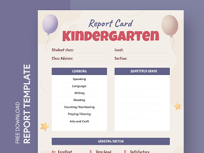 Kindergarten Report Card Free Google Docs Template card docs document elementary free template free template google docs google google docs grade grades high homeschool ms preschool report report card school student template word