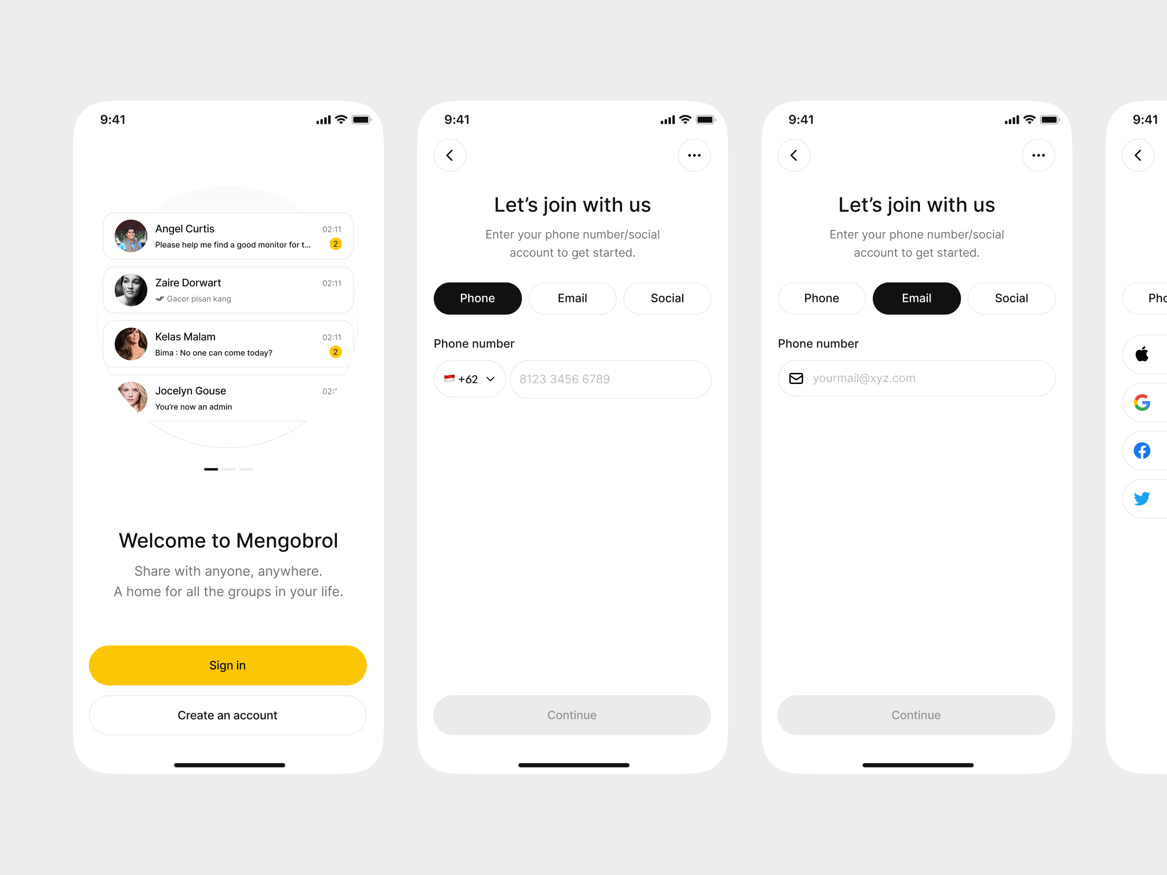 Mengobrol - Chat App Sign Up by Asal Design for Kretya Studio on Dribbble