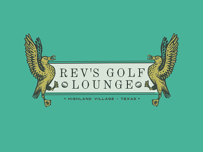 Rev's Golf Lounge - Logo albatross americana bird birdie brand branding design etching feathers fort worth golf golf ball golf course graphic design illustration ink logo par texas vector