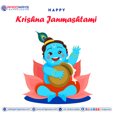 Happy Krishna Janmashtami🌟🌺 amigoways amigowaysappdevelopers amigowaysteam branding