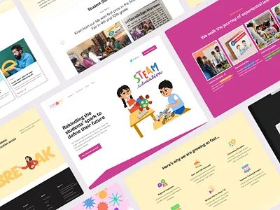 Respire Learning - Custom STEAM Education Website Design animation childish corporate design educational website pink stem education ui web design website for kids