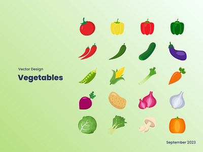 Vector Design - Vegetables 🥗🥬🥕 branding design element food graphic design icon icon design iconography illustration ui vector vegetable vegetables