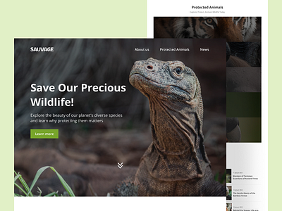 SAUVAGE Landing Page animals design graphic design ui uiux ux web webdesign
