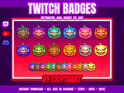 Twitch Badges Pumpkin Halloween - Bit Badges Horror - Creepy bat creepy emotes halloween horror horrormovie knife skull terror trick or treat witch zombies emote