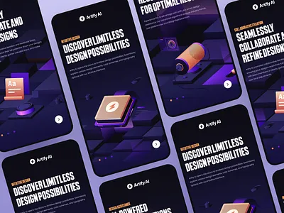 Artify AI - Mobile Onboarding ai artificial artificial intelligence branding design dimetric flat illustration inteligency isometric mobile onboarding ui vector