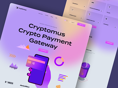 Crypto Payment Landing Page Design- Cryptomus.com *Light Version branding crypto payment website design digital payment homepage illustration landing page payment landing page ui web web design website