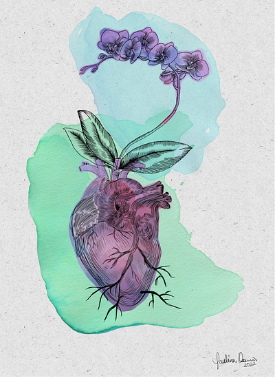 En raíz, corazón. digital art illustration