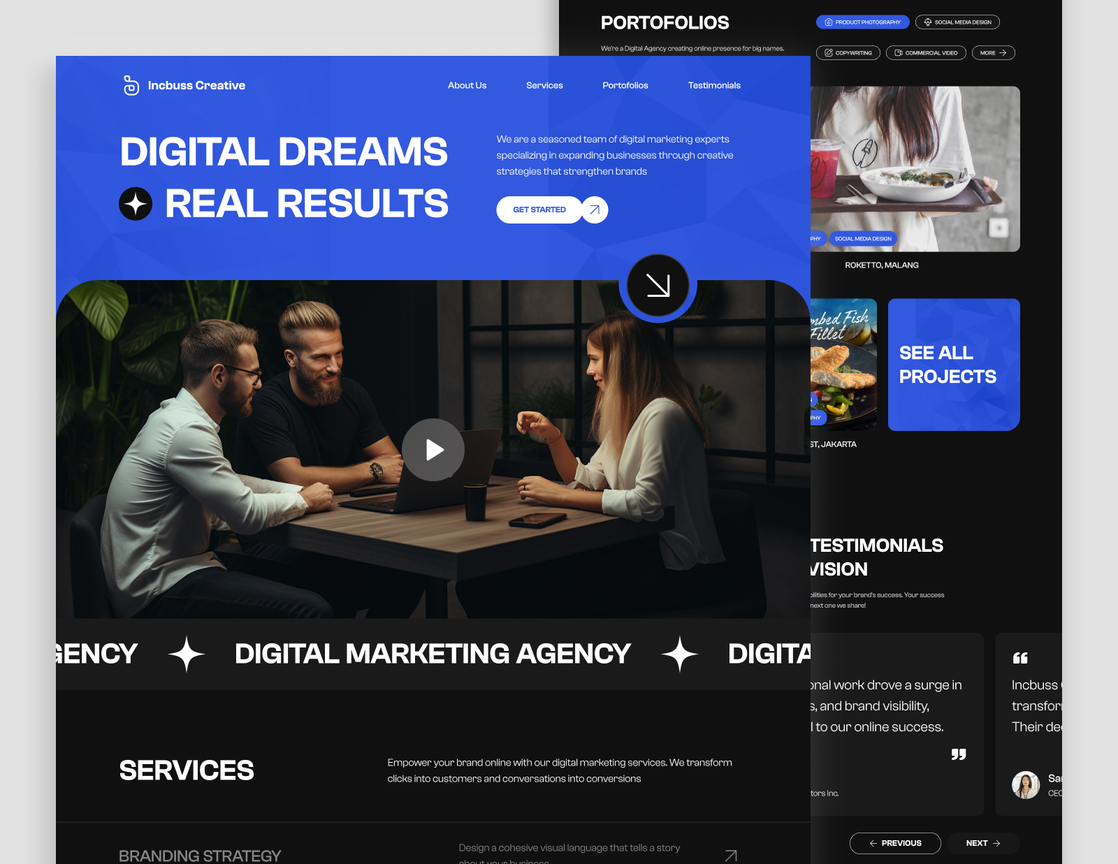 Redesign Incbuss Digital Marketing Agency - Landing Page agency bold company creative creative agency design digital agency digital marketing home page landing page marketing portofolio product redesign service social media studio ui web page website