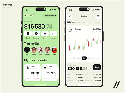 Crypto Wallet Mobile iOS App android animation app app design app interaction crypto cryptocurrency dashboard design finance fintech ios mobile mobile app mobile ui online transfer ui ux wallet