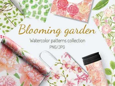 Blooming garden. Watercolor patterns app branding design graphic design illustration logo typography ui ux vector