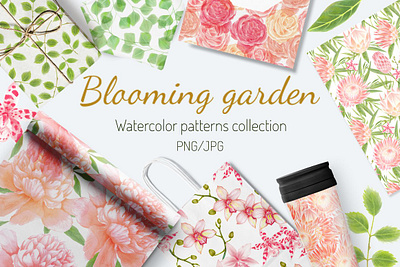 Blooming garden. Watercolor patterns app branding design graphic design illustration logo typography ui ux vector