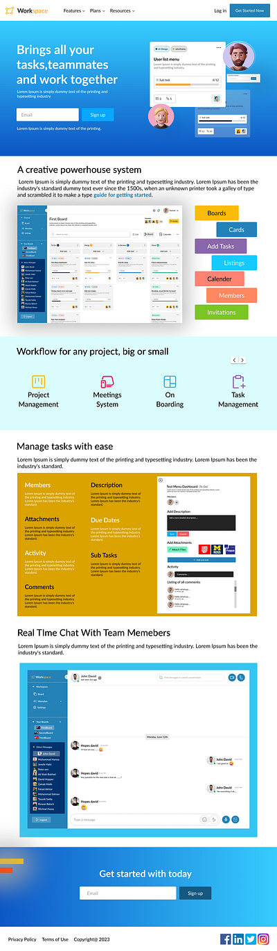 Collaborative workspace web app branding figma landing page ui user research web design
