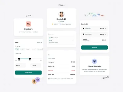 HealthTech app app bento cards components elements health inteface light ui medical medtech mobile service tech ui