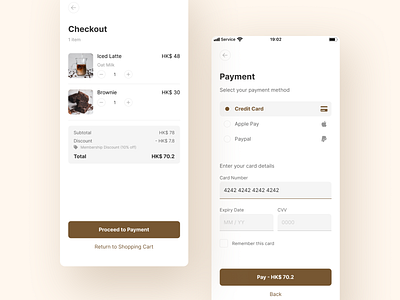 Daily UI #002 - Credit Card Checkout app checkout coffee credit card dailyui mobile payment ui