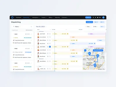 Web App / Dispatching / Job / Calendar / Map preview fields
