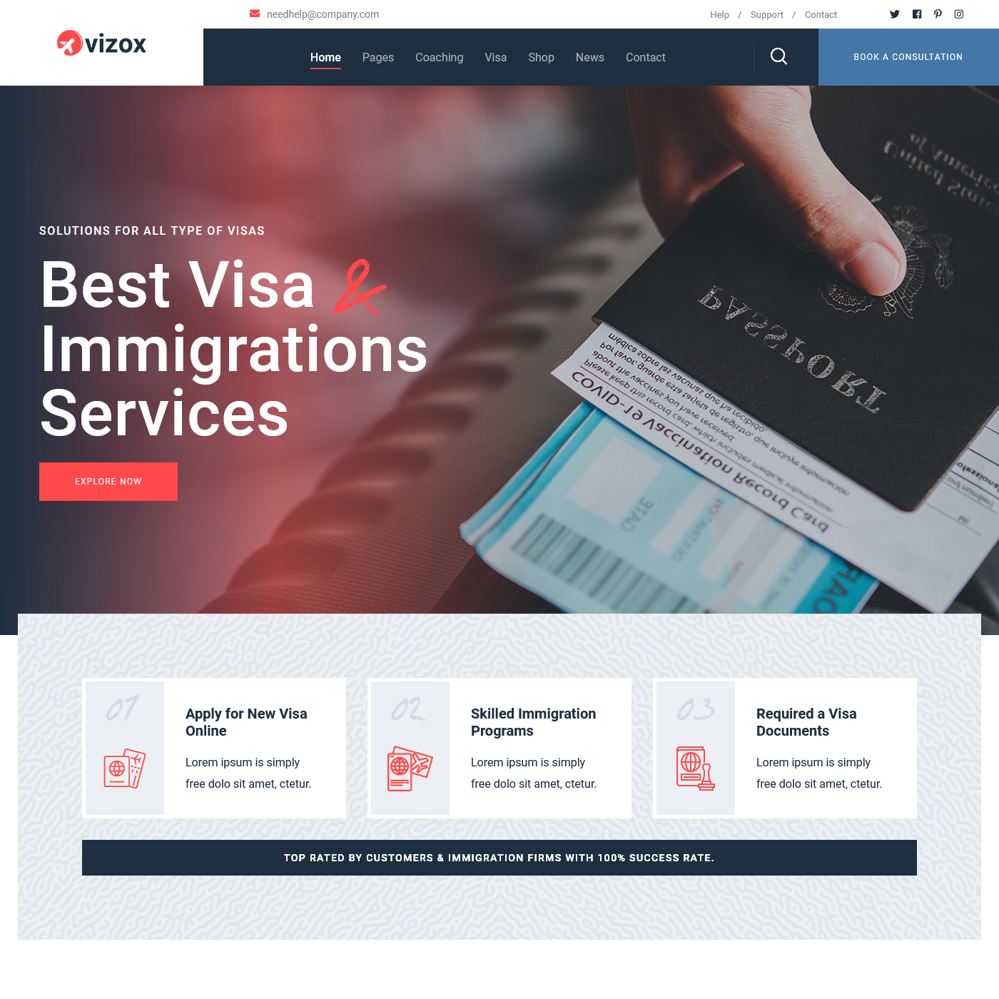 Vizox - Immigration Visa Consulting Joomla 4 Template abroad joomla4 visa visa service
