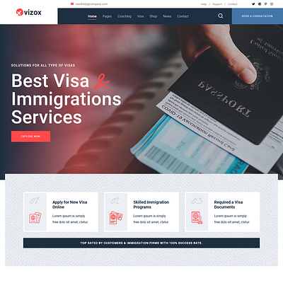 Vizox - Immigration Visa Consulting Joomla 4 Template abroad joomla4 visa visa service