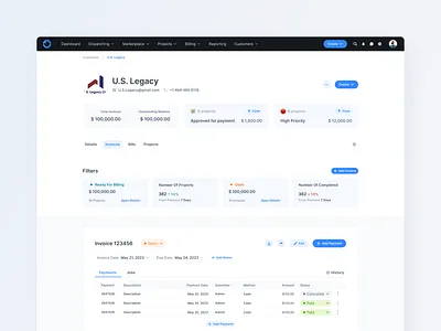 Web App / Customer / Invoices fields
