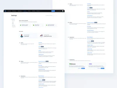 Web App / Settings fields
