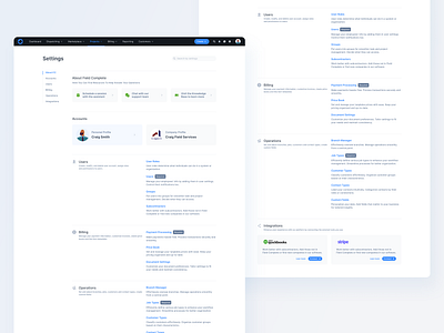 Web App / Settings fields