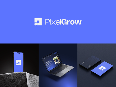 PixelGrow Social Media Marketing Agency Logo Design! blue blue logo brand identity business card clean logo design graphic design logo logo designs modern logo pixelgrow smma smma logo design social media