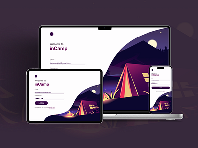 inCamp - Sign In Menu | UI Design design mobile sign in tablet ui uidesign web