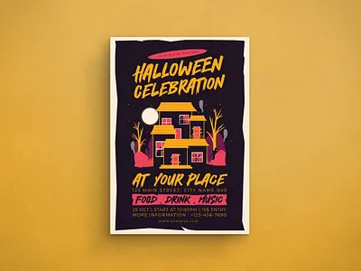Halloween Flyer design flat design flyer graphic design halloween illustration mockup spooky template trick or treat vector