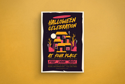 Halloween Flyer design flat design flyer graphic design halloween illustration mockup spooky template trick or treat vector