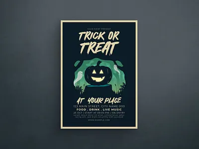 Trick Or Treat Flyer design flat design flyer graphic design halloween illustration mockup pumpkin spooky template trick or treat