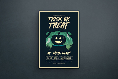 Trick Or Treat Flyer design flat design flyer graphic design halloween illustration mockup pumpkin spooky template trick or treat