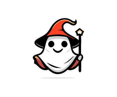Happy Ghost Wizard Logo branding design graphic design icon illustration logo logos typography ui ux vector
