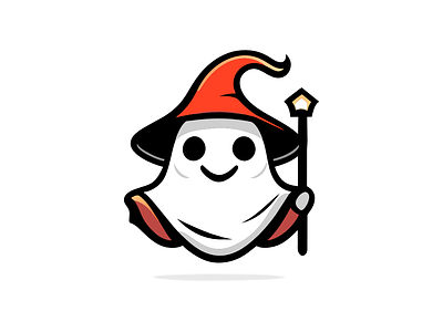 Happy Ghost Wizard Logo branding design graphic design icon illustration logo logos typography ui ux vector