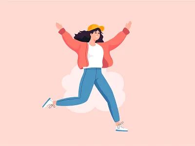 Happy Jumping! - Flat Vector Illustration branding design flat graphic design icon illustration jump stock tech ui ux vector woman