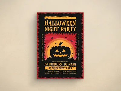 Halloween Party Flyer design flat design flyer graphic design halloween illustration mockup spooky template trick or treat