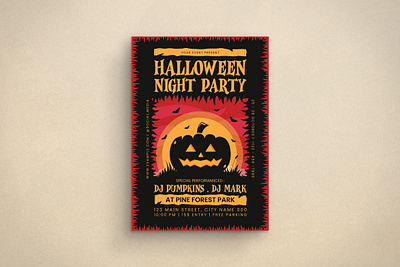 Halloween Party Flyer design flat design flyer graphic design halloween illustration mockup spooky template trick or treat