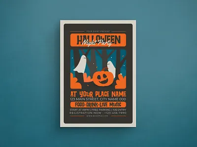 Halloween Flyer design flat design flyer graphic design halloween illustration mockup spooky trick or treat