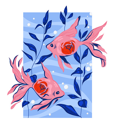 Fish in the aquarium design graphic design illustration logo vector