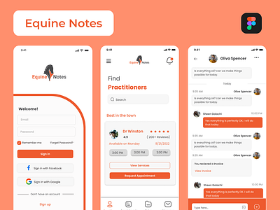 Equine Notes figma mobile app designs user interface uxui