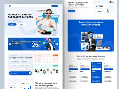 Saas Landing Page for Sales branding clean crm crm landing page design finance landing page finance startup landing page sales force sales page sass ui